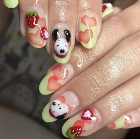 Snoopy Nails, Her Nails, Really Cute Nails, Soft Nails, Kawaii Nails, Minimalist Nails, Dream Nails, Funky Nails, Pretty Acrylic Nails