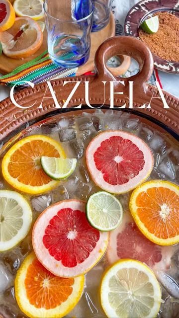 Growing Up Sarita | Easy Mexican Recipes on Instagram: "Cazuela cocktail! A simple batch cocktail for hosting! This cazuela cocktail recipe comes together so easily! Ice, tequila and squirt. Garnish with citrus and you’re ready to host your gathering. Is that not the easiest cocktail punch?! Cazuela Cocktail Recipe: Tequila 1 bottle Squirt Kosher salt 1 bag of ice *Tequila depending on number of guests. If we’re expecting more than 5-6 guests I add the whole bottle. Otherwise, I ball p Tequila Punch Recipes, Tequila And Squirt, Tequila Punch, Bag Of Ice, Cocktail Punch, Easy Mexican Recipes, Mexican Cocktails, Citrus Drinks, Batch Cocktails