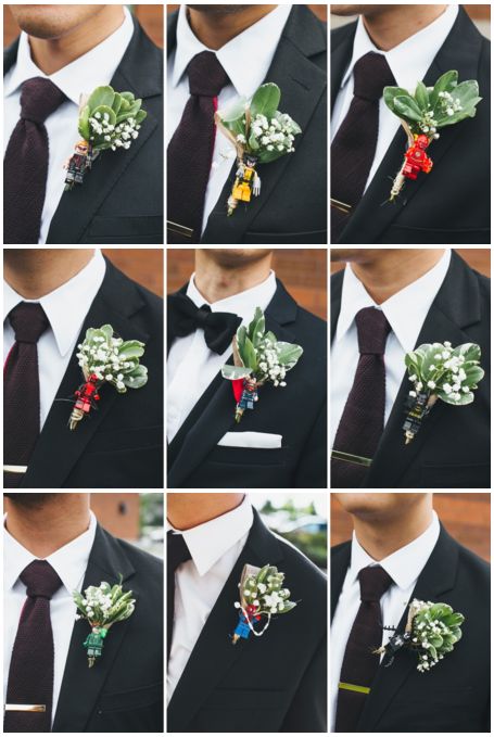 boutonniere ideas! #Superheroes #Wedding #Marvel #DC Marvel Wedding Ideas, Marvel Wedding Theme, Dc Wedding Theme, Avengers Wedding, Marvel Wedding, Batman Wedding, Lego Wedding, Superhero Wedding, Button Holes Wedding