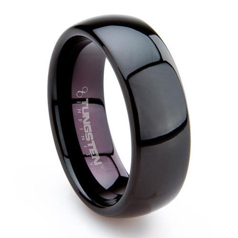 Love it. Tungsten Rings For Men, Wedding Ring Black, Wedding Bands For Men, Mens Wedding Bands Tungsten, Black Tungsten Rings, Tungsten Rings, Tungsten Mens Rings, Tungsten Wedding Rings, Black Tungsten