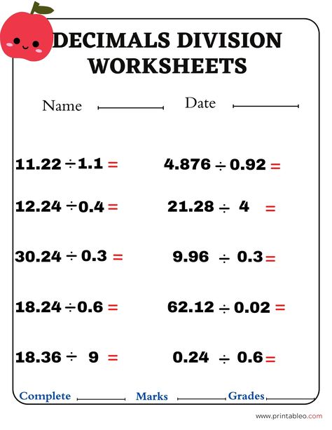 41+ Decimal Division Number Worksheet With Lesson Plan and Practice Guide Division Worksheets Grade 4, Decimal Division, Number Worksheet, Math Decimals, Dividing Decimals, Teaching Math Strategies, Decimals Worksheets, Grade 6 Math, Decimal Number