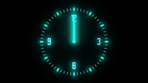 Neon Icons, Neon Clock, Clock Icon, Father Time, Dark Turquoise, Neon Glow, Widget Icon, Ios Icon, Red Light