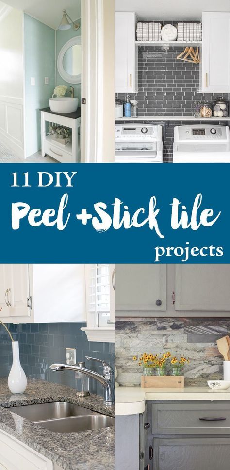 11 Peel and Stick Tile Projects. How to use peel and stick tiles in your bathroom, kitchen, laundry room or fireplace surround. Using aspect tile, smart tile and timber chic. Kitchen Backsplash Peel And Stick, Trendy Kitchen Backsplash, Peel And Stick Tiles, Stick Tile Backsplash, Diy Kitchen Backsplash, Newly Remodeled Kitchens, Stick Tiles, Smart Tiles, Diy Backsplash