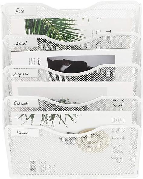 Amazon.com : EasyPAG 5 Pockets Mesh Wall File Holder Organizer Office Hanging Mail Holder Organizer Magazine Rack,White : Office Products Hanging Mail Organizer, Wall File Organizer, Wall File Holder, Hanging File Organizer, Folder Organizer, Folder Holder, Mail Organizer Wall, File Folder Organization, Wall File