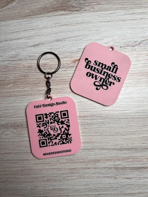 With this QR code keychain you won’t have to worry about business cards anymore! It is a super practical, convenient, and eco-friendly way to help your customers access your contact information, website, social media and more. If you already have a QR that you want to use that’s okay, or if you don’t have one we can make it for you! Any weblink can be turned into a QR code, and you can also use any direct link page and turn it into one for easy access to all your social media and contact informa Cricut Qr Code, Goth Small Business, Business Swag Ideas, Small Shop Ideas Business, Small Business Freebies Ideas, Business Merchandise Ideas, Qr Keychain, Diy Small Business Ideas Products, Keychain Small Business