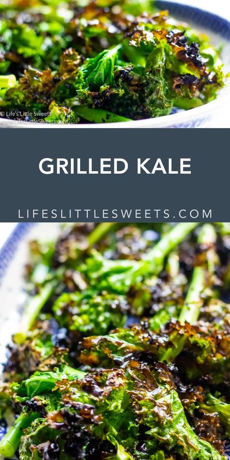 Grilled Kale is a great way to get tasty, roasty, and perfectly charred kale. You only need 1 bunch of curly kale, regular olive oil, fine salt, and optional fresh pepper and soy sauce to make this recipe – and of course your grill! Try this yummy way of cooking this popular vegetable outdoors! Are you a kale lover but are looking for another way to prepare this nutritious and delicious leafy green? Try grilling it! Cooked Kale Recipes, Grilled Kale, How To Make Kale, Curly Kale, How To Cook Kale, Sauteed Kale, Freezer Meal Prep, Kale Recipes, Health Dinner