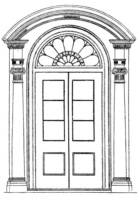 Door Design Drawing, Doors Drawing, Door Drawing, Front Doors Ideas, Goddess Images, Door Architecture, Vintage Goddess, Rumah Minecraft Sederhana, Architectural Orders