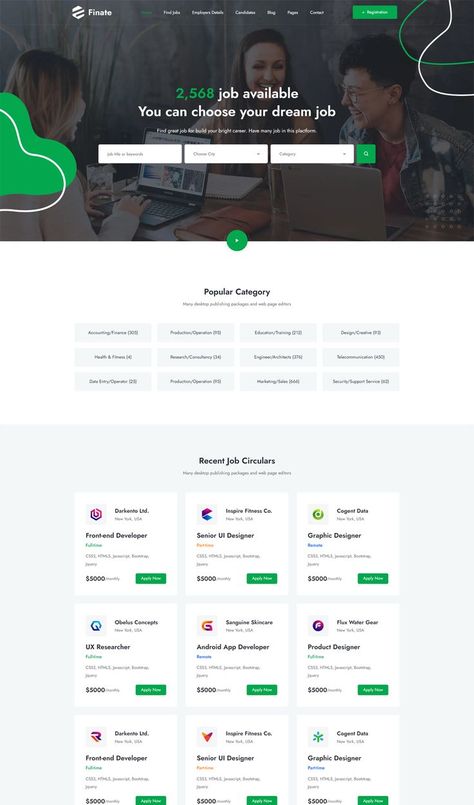 Job Portal Website HTML Template Job Portal Website, Website Design Inspiration Business, Business Layout, Ui Ux Website Design, Ux Website Design, Html Tutorial, Portal Design, Portal Website, List Website