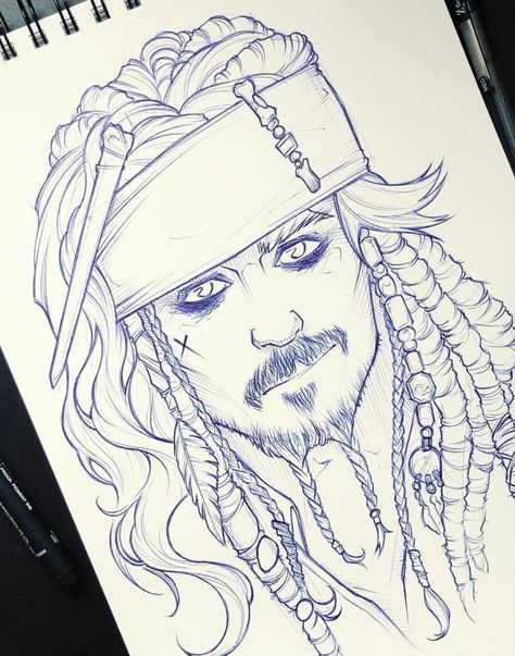 Captain Jack Sparrow Drawing, Jack Sparrow Dibujo, Jack Sparrow Sketch, Jack Sparrow Drawing, Marvel Art Drawings, Naruto Sketch Drawing, Pencil Sketch Images, Captain Jack Sparrow, Easy Drawings Sketches