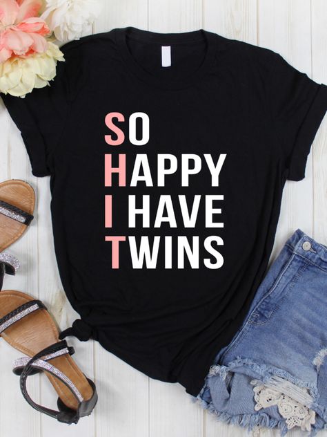 Mom Of Twins Shirt, Twin Mom Shirt Ideas, Twin Mom Shirt, Mothers Day Photos, Mothers Day Outfits, Twin Tshirts, Mothers Day Outfit, Twin Mum, Onesie Ideas