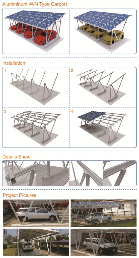 Source Waterproof design solar mounting structure for aluminum carport pv system on m.alibaba.com Solar Structure Design, Carport Solar Panels, Solar Carport Ideas, Solar Carport Design, Solar Pergola, Parking Plan, Solaire Diy, Aluminum Carport, Solar Energy Design