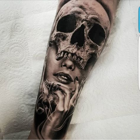 Pattern Tattoos, Catrina Tattoo, Skull Sleeve Tattoos, Skull Sleeve, Scary Tattoos, Geniale Tattoos, Skull Tattoo Design, Sleeve Tattoos For Women, White Tattoo