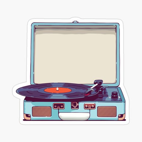 Blue Vinyl Record, Band Rooms, Ramadan Cards, Vinyl Player, Vinyl Record Player, Eid Cards, Music Stickers, Blue Vinyl, Stickers For Sale