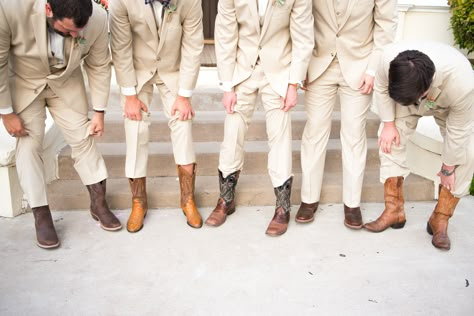 Cowboy up | www.lindseystump.com | #cowboyboots #groomsmen #austin #texas #weddingphotography #lindseystumpphotography Cowboy Boots Wedding Groomsmen, Cowboy Boot Groomsmen, Groomsmen With Cowboy Hats, Groomsmen With Boots, Groomsmen Attire Cowboy Boots, Western Groomsmen Attire Tan, Khakis And Cowboy Boots Mens, Groom With Cowboy Boots, Groomsmen Cowboy Hats