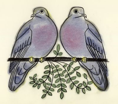 Two lovely turtledoves Two Turtle Doves Illustration, Turtle Dove Illustration, Turtledoves Tattoo, Annotation Doodles, Christmas Decorations Drawings, Two Turtle Doves, Christmas Potluck, Wool Ideas, Handpainted Christmas Ornaments