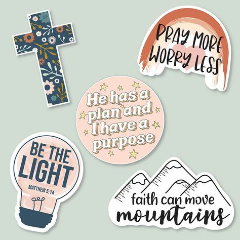 Get 5 Christian stickers for the price of 3! Made from premium vinyl stock, these stickers are durable and weather resistant for up to five years. Perfect for adorning water bottles, laptops, notebooks, and more... Details: Durable, weather resistant white vinyl Smooth, glossy laminate finish Shipping: Shipped by USPS First Class Tracking number sent via email Christian Printable Stickers, Christian Stickers Aesthetic Printable, Faith Stickers Free Printable, Aesthetic Christian Stickers, Sticker Ideas Printable, Christian Laptop Stickers, Stickers Aesthetic Christian, Godly Stickers, Bible Stickers Printable