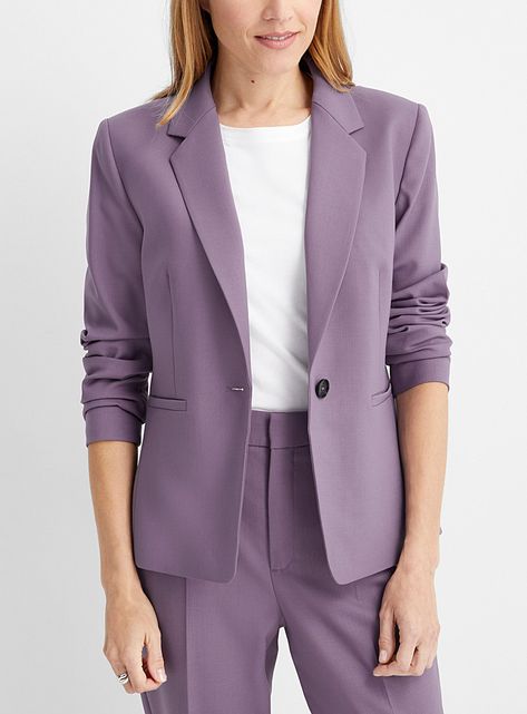 Selsey mauve notch collar jacket | Drykorn | Shop our Women's Workwear Collections| Simons Business Dress Women, Women's Suits, Collar Jacket, Notch Collar, Work Wear Women, Business Dresses, Business Attire, Notched Collar, Suits For Women