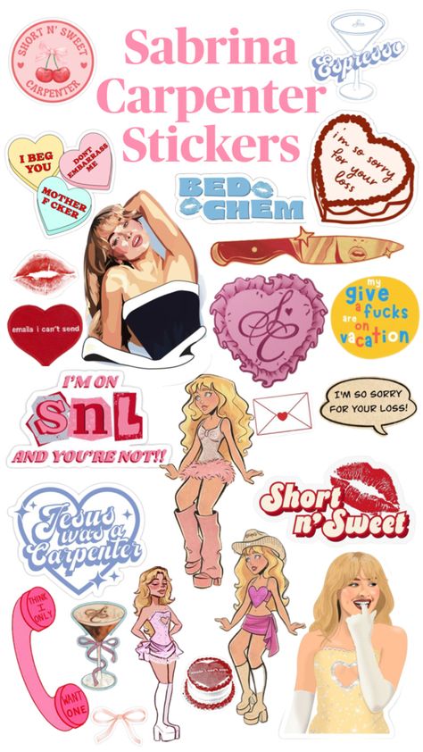 #shortnsweet #taste #sabrinacarpenter #carpenter #sabrina #aesthetic #stickerpack #stickers #collage Sabrina Aesthetic, Emoji Stickers Iphone, Sabrina Carpenter Outfits, Stickers Collage, Sticker Design Inspiration, Preppy Stickers, Emoji Stickers, Harry Potter Diy, School Stickers