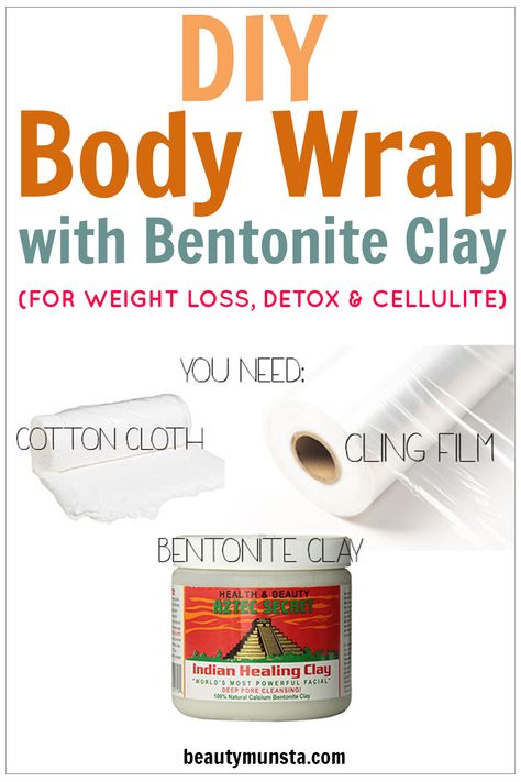 Want to lose a couple of inches fast? Learn how to make homemade body wraps with bentonite clay! Diy It Works Body Wrap, Diy Body Wrap Tighten Skin, Diy Skin Tightening Stomach Body Wraps, Diy Body Sculpting, Skin Firming Diy Stomach, Belly Wraps To Tighten Skin, Body Wraps Spa, Bentonite Clay Body Mask, Ice Clay Body Sculpting Recipe