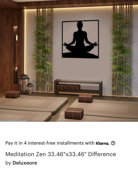 Cozy Yoga Studio, Home Spa Room Ideas, Yoga Room Ideas Home, Yoga Studio Design Interiors, Zen Room Ideas, Jardin Zen Interior, Yoga Room Ideas, Corridor Wall Decor, Home Massage Room