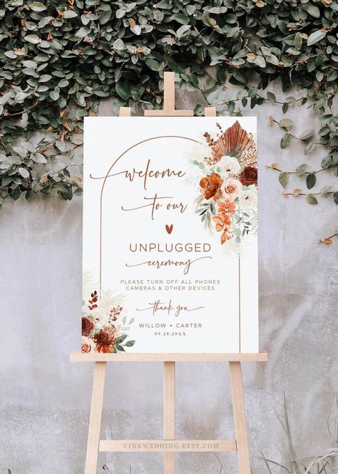 Terracotta Wedding Welcome Sign, Welcome To The Wedding Of Sign, Blush Terracotta Wedding, Boho Welcome Sign Wedding, Welcome Wedding Sign Entrance, Welcome Signage Wedding, Welcome To Wedding Sign, Fall Wedding Welcome Sign, Welcome To The Wedding Sign