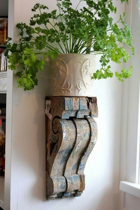 Single Antique Bracket Plant Stand Diy French Country Decor, French Country Rug, Corbel Shelf, French Country Bathroom, Creative Woodworking, Interior Design Games, Spring Ideas, Country Living Room, Country Style Homes