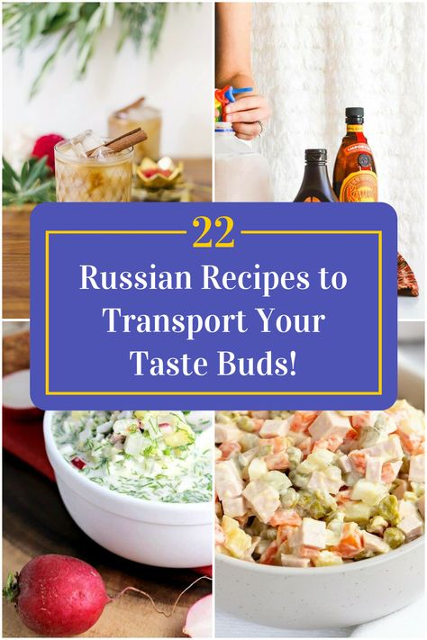 Collage of 4 russian recipes. Mouthwatering Desserts, Russian Dressing, Incredible Recipes, Russian Recipes, Hearty Soups, Bundt Cake, Mixed Drinks, Taste Buds, Tasty Dishes