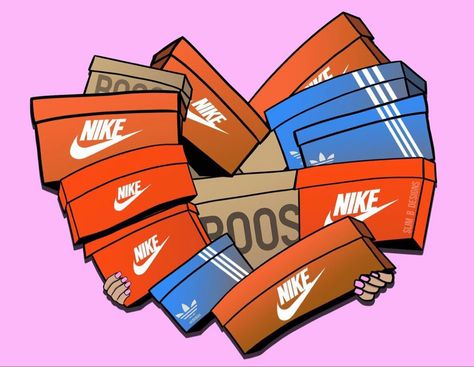 Drawing Of A Heart, Sneaker Heads, Sneakers Box, Adobe Fresco, Good Instagram Captions, Sneaker Art, Waves Tattoo, Adidas Nike, Point Of View