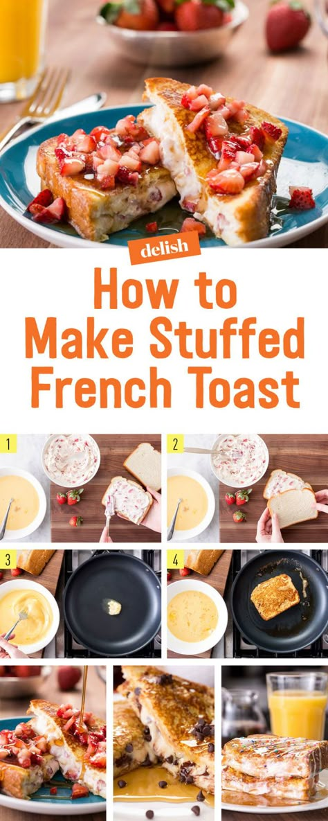 How To Make Stuffed French Toast, Appetizer Toasts, Breakfast French Toast, French Toast Recipes, Strawberries Chocolate, Stuffed French Toast, Make French Toast, French Toast Breakfast, Birthday Breakfast