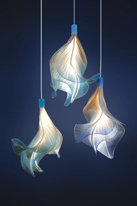 Fish Inspired Architecture, Light Product Design, Ocean Interior Design, Sea Lamp, Ocean Sculpture, Biomorphic Design, Ocean Lamp, Ocean Light, Unusual Lighting