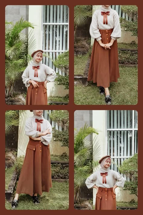 Outfit Hijab Retro, Vintage Outfits Hijab Year Book, Outfit Vintage Hijab, Vintage Hijab, Enola Holmes, Outfit Hijab, Ootd Hijab, Daily Style, Wallpaper Iphone Cute