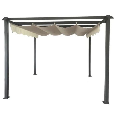 Pergola Shade Diy, Metal Gazebo, Retractable Shade, Outside Room, Building A Pergola, Garden Canopy, Relaxing Outdoors, Gazebo Pergola, Grey Metal