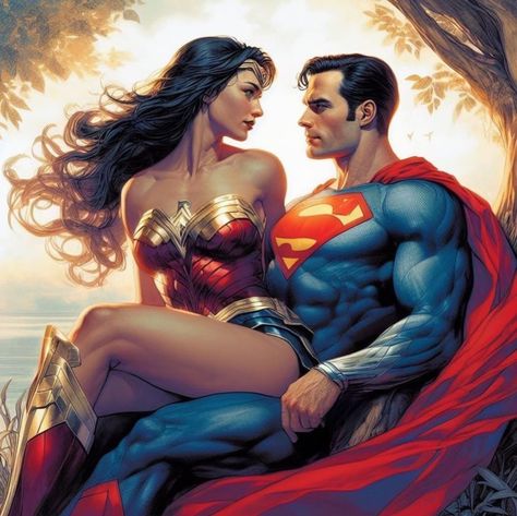 Superman Love, Superman And Wonder Woman, Dc Superman, Superman Artwork, Supergirl Superman, Dc Comics Wallpaper, Wonder Woman Art, Superman Man Of Steel, Superman Art