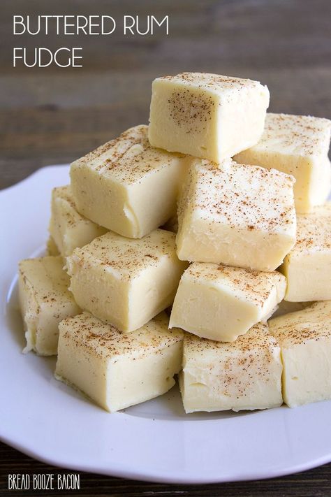 Buttered Rum Fudge is a decadent treat you won't be able to resist! Rum Fudge, Best Fudge Recipe, Eggnog Fudge, Bread Booze Bacon, Christmas Eggnog, Buttered Rum, Fudge Candy, Condensed Milk Recipes, Oh Fudge