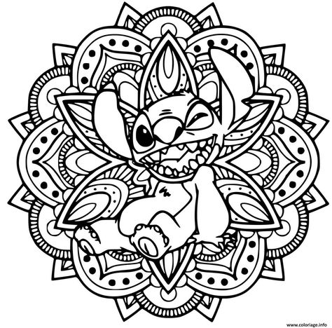 Coloriage stitch mandala antistress à imprimer Mandala Disney, Mandala Flower Design, Stitch Coloring Pages, Cute Stitch, Easy Coloring Pages, Disney Coloring Pages, Lilo Stitch, Disney Tattoos, Flower Svg