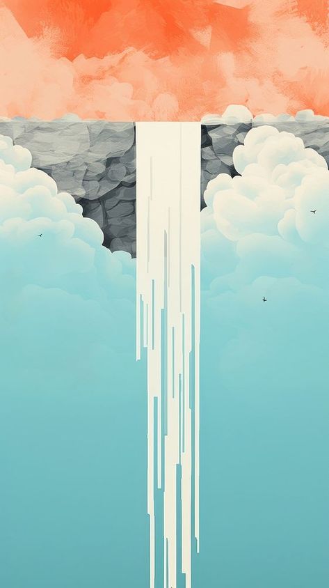 Minimal simple waterfall art outdoors painting. | premium image by rawpixel.com / Tanat Chittirungsan Waterfall Texture, Outdoors Painting, Abstract Waterfall, Waterfall Painting, Paper Clouds, Waterfall Paintings, Waterfall Art, Wallpaper Abstract, Boat Painting