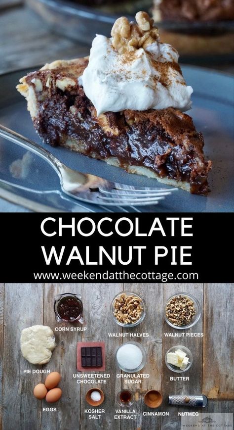 Slice of Chocolate Walnut Pie
Ingredients English Walnut Pie, Walnut Pies, Chocolate Nut Pie, Chocolate Walnut Pie, Apple Dessert Recipes Easy, Chocolate Goodies, Chocolate Chip Pie, Walnut Pie, Chocolate Cobbler