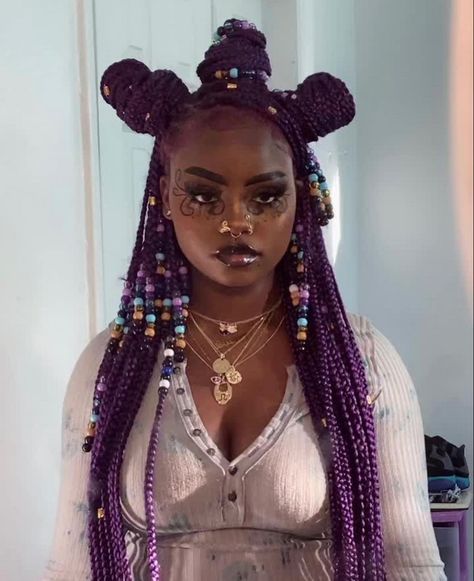 Purple Box Braids, Purple Braids, Hair Styles Braids, Styles Braids, Beautiful Black Hair, Braid Hairstyle, Cute Box Braids Hairstyles, Protective Hairstyles Braids, Pretty Braided Hairstyles