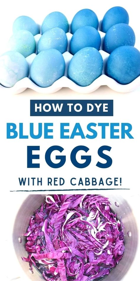 Dye gorgeous BLUE Easter eggs naturally with red cabbage. This easy all natural method turns plain eggs different shades of blue for Easter with no chemicals! Dyed Deviled Eggs, How To Dye Eggs, Blue Easter Eggs, Natural Egg Dye, Pine Cone Flower Wreath, Natural Easter Eggs, Dye Eggs, Naturally Dyed Easter Eggs, Spring Treats