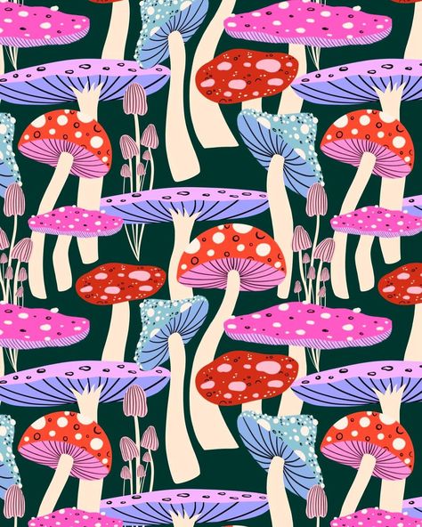 “Mushroom” for #doodleadaynov @ellolovey “The Beauty of Nature” for #drawingthanks2023 @bee_creates @dreamfolk_studio… | Instagram Mushroom Print Pattern, Mushroom Patterns, Mushroom Floral Wallpaper, Mushroom Fabric Pattern, Mushrooms Pattern, Mushroom Repeat Pattern, Mushroom Illustration Trippy, Mushroom Pattern, Modern Folk Art