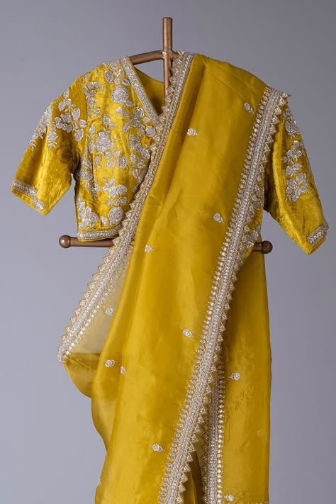 Buy Mustard Yellow Sequins Embroidered Organza Saree Online | Samyakk Mustard Yellow Saree Blouse Combination, Embroidered Organza Saree, Mustard Yellow Blouse Designs, Yellow Saree Look, Yellow Bridal Saree, Yellow Saree For Haldi, Mustard Yellow Saree, Yellow Organza Saree, Yellow Blouse Designs