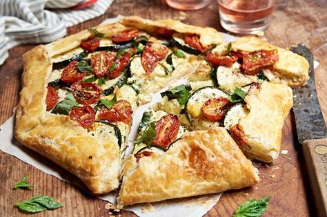 Savory Zucchini Galette | King Arthur Baking: A summery, savory galette for any occasion. Zucchini Galette, Galette Dough, Savory Galette, Galette Recipes, Ricotta Pie, Savory Tarts, Recipes Savory, King Arthur Baking, Galette Recipe