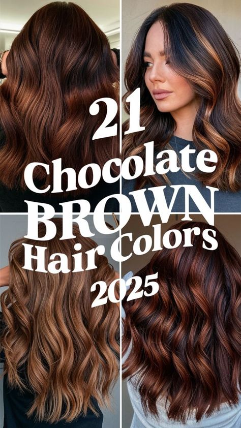 If you're looking for chocolate brown hair colors 2025 that will give you a gorgeous fall look, consider shades that blend deep chocolate with caramel balayage. This combination adds depth and dimension, perfect for black women who want a modern twist on classic rich chocolate brown hair colors. The hues complement tan skin beautifully. Colored Hair For Morena Skin, Brown Hair Colors Low Maintenance, Hair Color Ideas For Caramel Skin, Chocolate Dimension Hair, Ash Brown Hair With Auburn Highlights, Caramel Balayage Short Hair Dark Brown, Best Chocolate Brown Hair Color, Hair Color Ideas For Brunettes With Dark Skin, Brown Hair For Tan Skin Tone