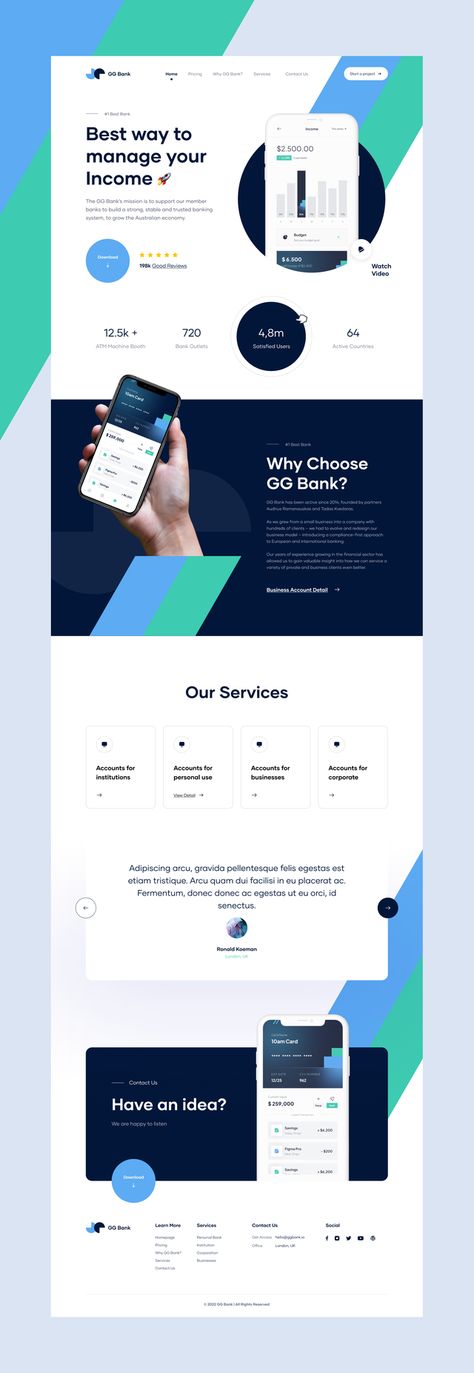 GG Bank - Landing Page designed by Wildan 👋 for 10am Studio. Connect with them on Dribbble; the global community for designers and creative professionals. Graphic Design Lessons, Landing Page Design, Discover The World, Banking, Page Design, House Prices, Top Designers, Design Inspo, Landing Page