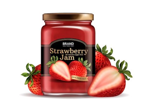 Strawberry Jam Packaging, Pink Pantry, Tomato Packaging, Food Stall Design, Coconut Jam, Jam Packaging, Jam Label, Sugar Free Jam, Honey Label