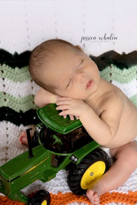 Farm Theme Newborn Pictures, Tractor Newborn Pictures, Newborn Farm Pictures, Newborn Photo Ideas Boy, Tractor Photo Shoot, Newborn Boy Pictures, Newborn Boy Photos, Newborn Pictures Boy, Boy Newborn Pictures