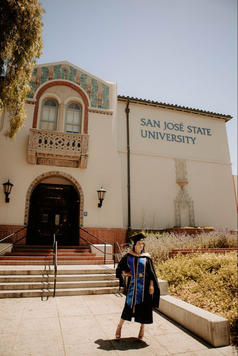 San Jose State University Aesthetic, Sjsu Grad Photos, Sjsu Graduation, Masters Degree Graduation, Degree Graduation, San Jose State University, University Graduation, Graduation Picture, Fall Semester