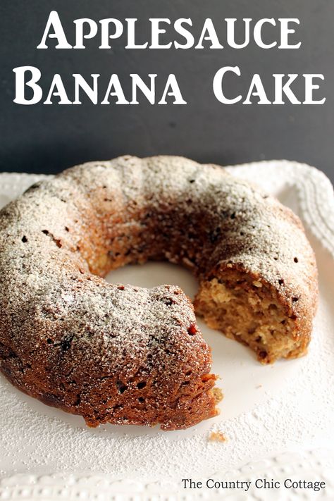 Make this applesauce banana cake for a healthy dessert alternative! Healthy Banana Cake Recipe, Applesauce Bars, Recipe With Applesauce, Healthy Banana Cake, Applesauce Cake Recipe, Banana Bundt, Dessert Alternatives, Egg Replacer, Apple Sauce Recipes