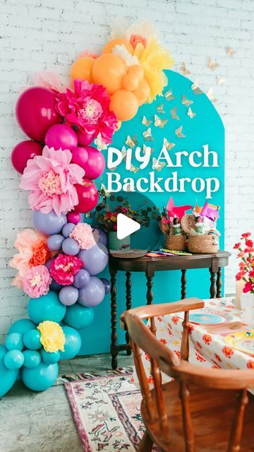 Jessica Grant on Instagram: "You HAVE to try this easy & affordable backdrop idea!! Comment “link” and I’ll message the $17 insulation foam board and all the supplies that I used to make this DIY Party Backdrop Arch straight to your inbox! 🥳Save this DIY party idea for your next celebration ⤵️ You’ll Need: 8ft Foam insulation board, I used the 0.5” thickness String Pencil Nail / Tack Utility Knife Paint Here’s how: Measure to the center of the board. Use a tack and string to create an anchor point to draw an arch across the top of the board. You can adjust your arch by adjusting the position of the tack and length of the string. Carefully trim off the excess with a utility knife. Sand your edges. Remove the layer of plastic and paint- interior paint in a sample size is about $5-1 Foam Core Backdrop, Foam Photo Backdrop, Arch Party Backdrop Diy, Diy Floral Arch Backdrop Ideas, Diy Cardboard Arch Backdrop, Insulation Board Backdrop, Diy Foam Board Arch Backdrop, Diy Party Backdrops, Foam Board Arch Backdrop