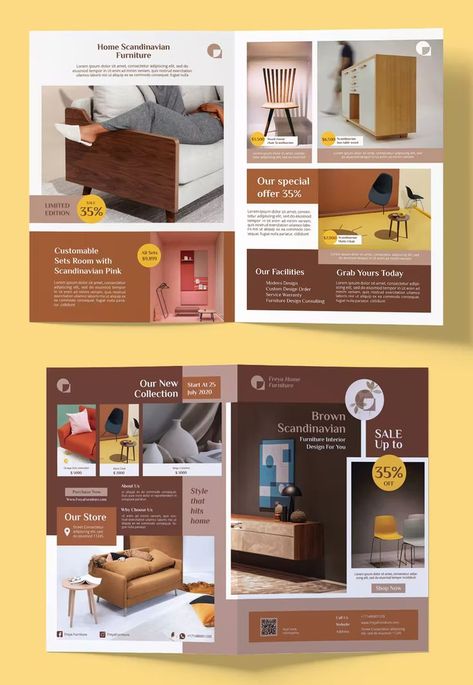 Bifold Brochure Design, Scandinavian Furniture, Interior Design Companies, Brochure Design Template, Brochure Design, Brochure Template, Design Template, Furniture Design, Interior Design